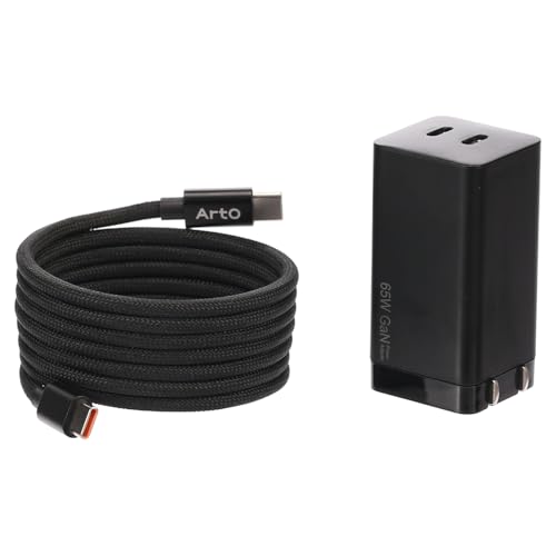 ArtO Core 65W 充電器+1.5m 磁吸式自巻きケーブルセット PD3.1/PPS対応 デュアルType-C iPhone17/16 SAMSUNG/HUAWEI/Xiaomi/MacBook対応 急速充電 折りたたみプラグ (black)