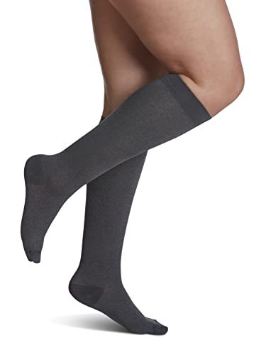 Image of Sigvaris Women's Style Microfiber Patterns 830 Closed Toe Calf-High Socks 20-30mmHg
