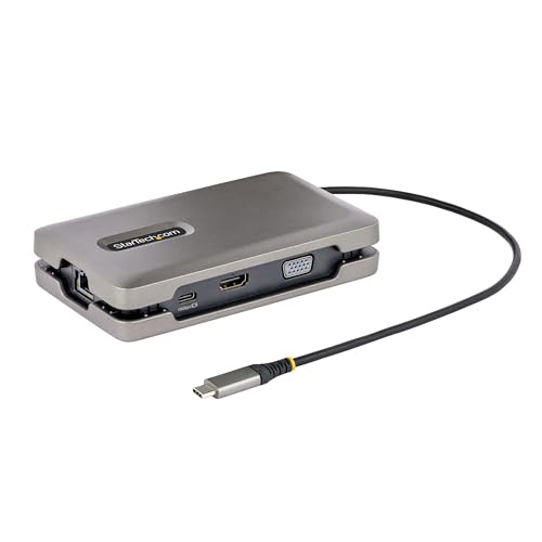 Image of StarTech.com USB-C Docking Station for Windows and ChromeOS, Dual Monitor 4K 60Hz USB-C /HDMI or 1080p VGA, HDR10, USB 10Gbps Hub, 100W Laptop Charging, GbE - TAA