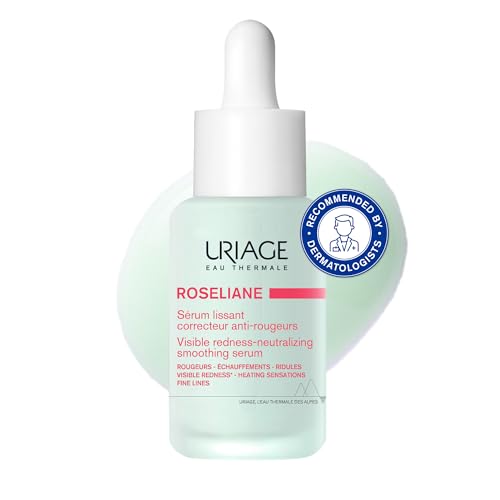 Uriage Roséliane Sérum Lissant Correcteur Anti-Rougeurs 30ml - Soin Visage Peaux Sensibles - Réduit les Rougeurs et les Ridules - Apaise et Hydrate la Peau...