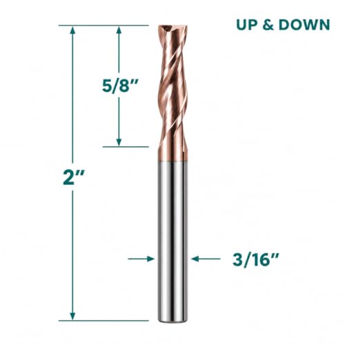 Image of NZ 3 /16 inch 2-Flute Square End Mill, CNC Milling Bits TiSiN-Coated Carbide (HRC55) for Hardened Steel, Ti Alloy, Alloy Steel & Cast Iron