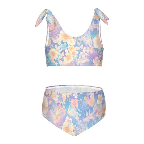 KLL Bohemian Girls 2 Piece Bikini Sets Scoop Neck Swimsuits Swimming Suits Cute Shoulder Strap
