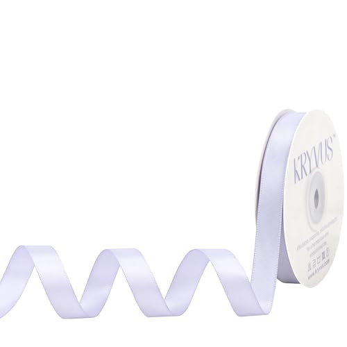 Kryvus Lilac Mist Satin Ribbon, Double Faced 1/2 Inch X 25 Yards Lilac Mist Ribbon, Premium Satin Ribbons for Gift Wrapping, Crafts, Hair Bow Making, Sewing, Flower Bouquet, Wedding Party Decor
