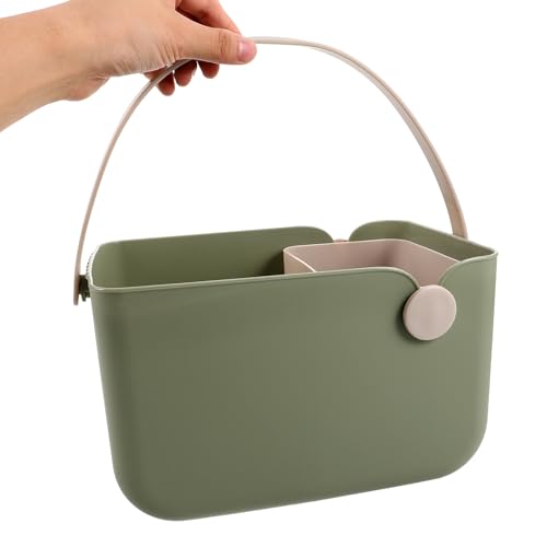 Panier de rangement de toilette vert compact idéal pour organiser vos voyages