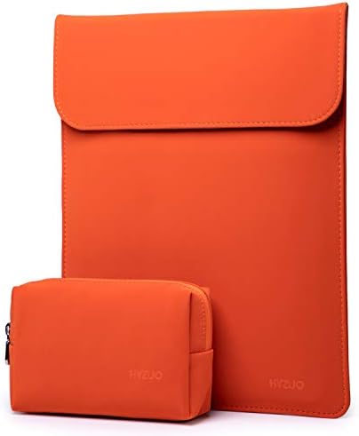 HYZUO 15-16 Inch Laptop Sleeve Compatible with MacBook Pro 16 2021 2022 M1 Pro/Max A2485/2019-2020 A2141, MacBook Pro Retina 15 2012-2019, Faux Suede Leather Case with Accessory Bag, Orange