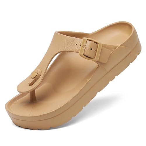 Image of TIKVAW Women's Platform & Wedge Sandals with Arch Support for Woman Slides Comfort Lightweight Outdoor Slippers Ultra Cushion