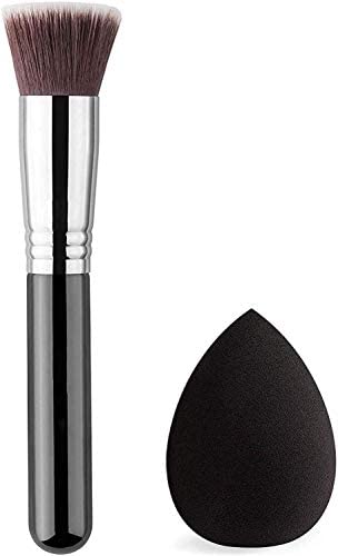 MAPPERZ Beauty Liquid Foundation Blend Artificial Persian Hair Blush Brush and Water Drop Shape Powder Sponge Puff Makeup Set (Multicolour) pack of 1