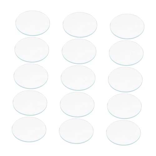 15 Pcs Glass Watch Lens Replacement Anti-Scratch Mineral Glass Flat Round Lens for Watches and Maintenance