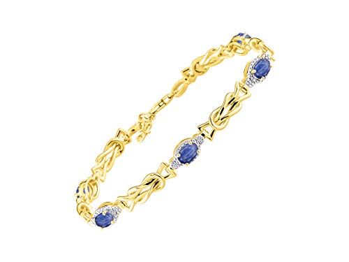 Image of RYLOS Bracelets for Women Yellow Gold Plated Silver Love Knot Tennis Bracelet Gemstone & Diamonds Adjustable to Fit 7 inch-8 inch Wrist, 5 Gorgeous 6X4MM Jewelry for Women Friendship Bracelets