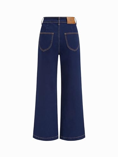 Image of CIDER Womens Wide Leg Jeans Cropped Length Stretchy Denim Flared Pants | High Waist, Trendy, Straight Leg Jean Bottoms