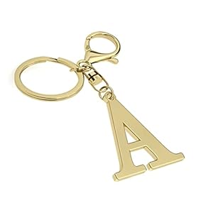 Stainless Steel Gold Letter A-Z Keychain...