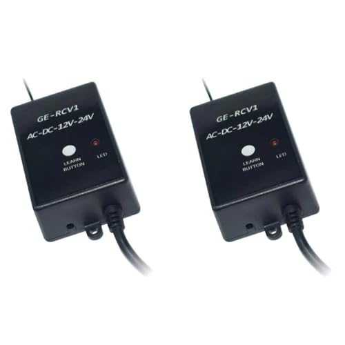 Iyalezirk 2X Receptor -RCV1 de 433,92 MHz CC/CA 12 V/24 V para Controles Remotos de Puertas de Garaje con Código Variable y Códigos Fijos para Receptores Externos