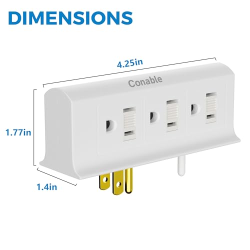 Extensión vertical con 6 tomas, Cubiertas deslizantes de seguridad, 125V 15A 1875W, color blanco, pack de 2 miniatura 2