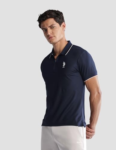 Image of U.S. Polo ASSN. Solid Active Wear Polo T Shirts for Men - Regular Fit, Breathable Half Sleeves Mens Tshirt