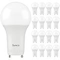 Sunco 16 Pack GU24 LED Bulb A19, 2 Prong Light Bulbs, 800 LM, 9W (60W Equivalent), 4000K Cool White, Dimmable, Twist & Lock GU24 Pin Base, CRI91, Instant On UL
