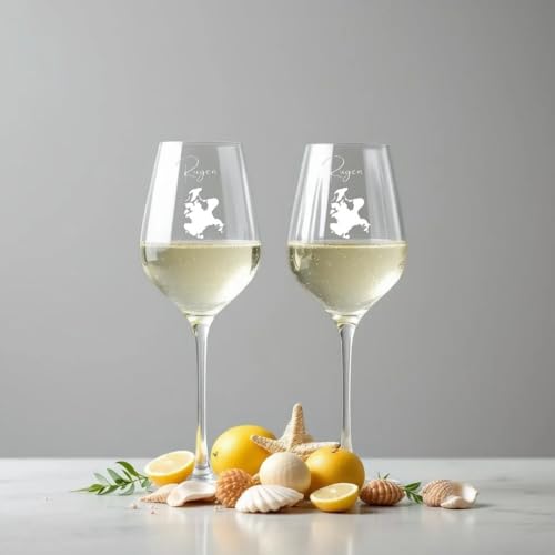 BigTrend24 Weinglas, Rügen mit Karte, 23 cm Höhe...