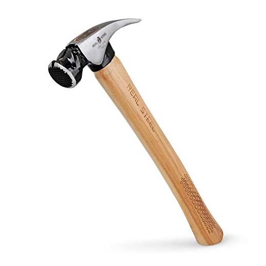 REAL STEEL Martelo de moldura de cabeça magnética nogueira de 623 g com garra Rip 0403