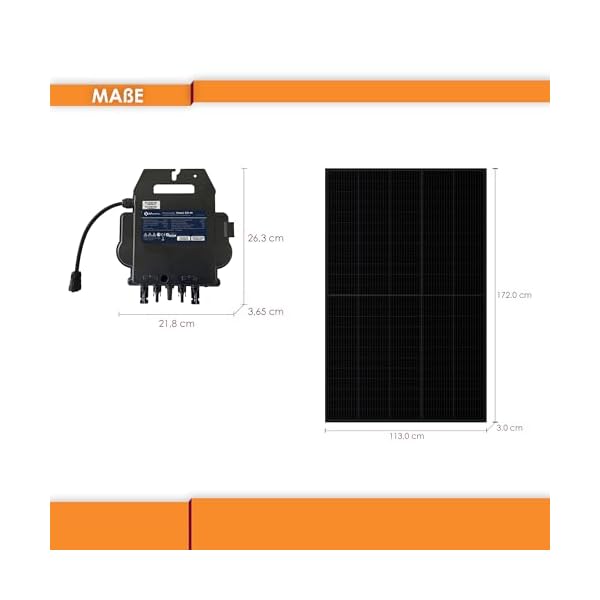 VALE Balkonkraftwerk 830Wp Full Black | 800 Watt APsystems Wechselrichter | 5m AC-Kabel | inkl. Geländerhalterung – Bild 4