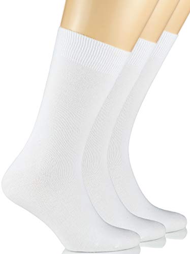 Hugh Ugoli Women's Bamboo Dress Socks Crew Business Casual, 3 Pairs, White