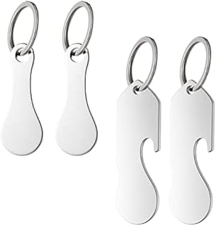 4 Pack Shopping Trolley Release Key, 2 Types Stainless Steel Removable Shopping Trolley Tokens, Shopping Trolley Removable Key Bottle Openers for Shopping Trolley