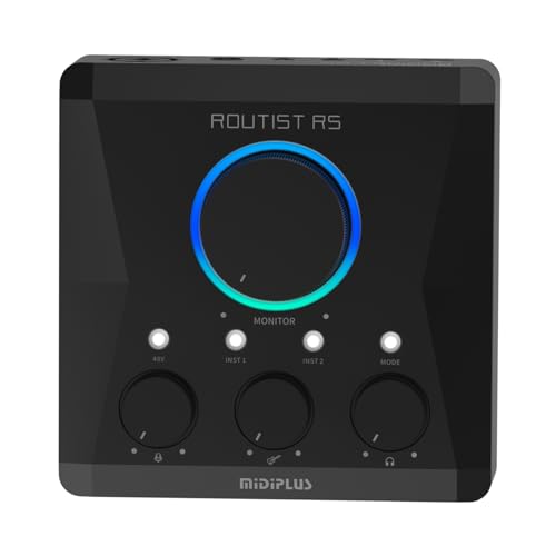 Image of Midiplus Routist RS USB Audio Interface 2in2out with dual OTG, one phone jack, Dual headphone jacks, DC input jacks for more stability (Three mobile phones live streaming, podcasting or recording)