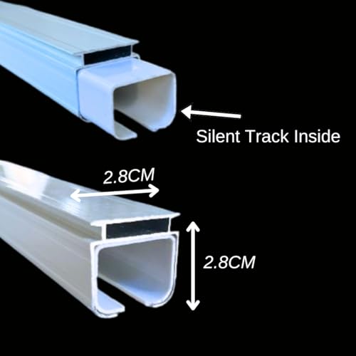 Image of Jangirh Jambo Silent /M Track Curtain Channel for Windows /Door /Office 10 Feet Wall Fit, Complete Set with Runners, Hooks, End Caps, Wall Brackets, Screws & Wall Plugs, White inch (10 FEET (5+5))