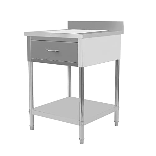 InSyoForeverEC Stainless Steel Work Table, Commercial Food Preparation Workstations, Metal Prep Table with Adjustable Feet for Home, Kitchen, Restaurant, 24 x 24 Inches