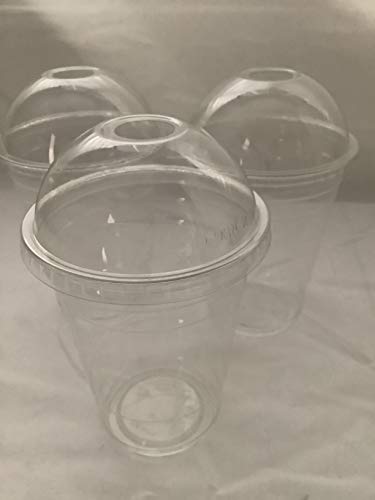 Royal [100 Sets - 20 oz.] Clear Plastic Cups with Dome Lid with hole, PET Crystal Clear Disposable 20oz Plastic Cups with lids (20oz with dome lids 100sets)
