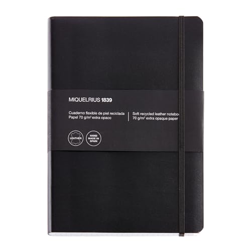 Carnet cuir recyclé Miquelrius format 152x210 mm pour réunions et bureau
