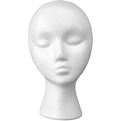 Styrofoam Female Wig Head Mannequins Manikin, Style, Model & Display Women's Wigs, Hats & Hairpieces Stand - by Adolfo Designs (12 Inches) Cover