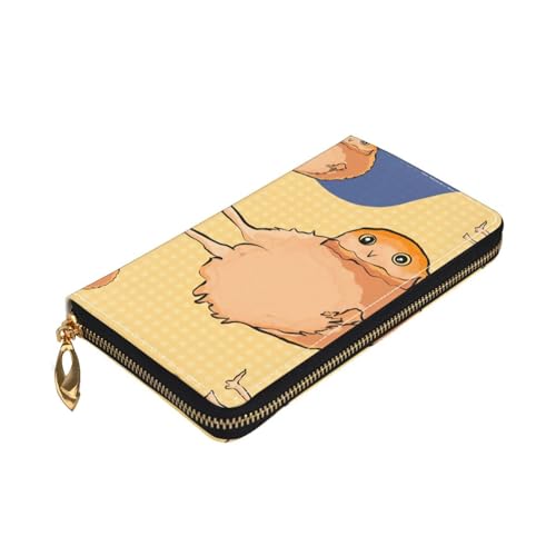 Leather Women Wallets, Long Credit Card Holder, Crooked Owl Print Billfold Clutch & Travel Purse Large Capacity3