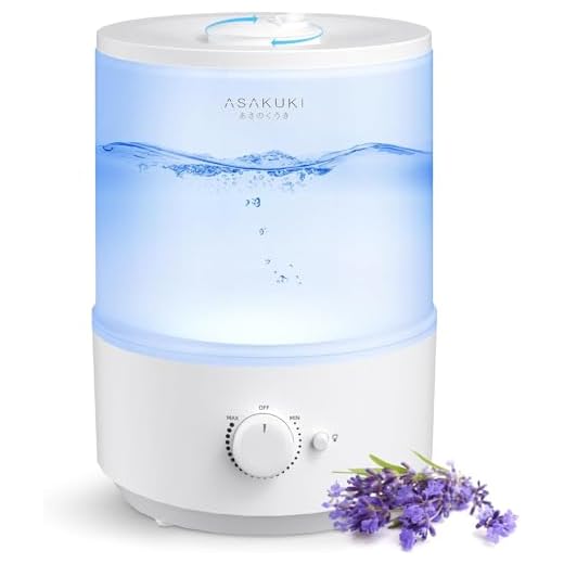 ASAKUKI Humidifiers for Bedroom, 3L Top Fill Cool Mist Humidifiers for Baby Nursery & Plants, 3-IN-1 Quiet Air Humidifier, Oil Diffuser & Night Light for Large Room Home, Auto Shut-off, BPA-Free, 30H