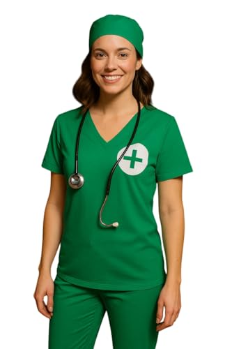 Costume de chirurgien adulte ensemble haut et pantalon de médecin pour déguisement