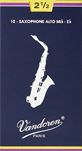 Vandoren Traditional Alto Saxophone Reeds – Box of 10 – Strength 2.5