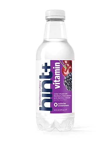 Hint+ Blackberry Cherry Vitamin Infused Water, Zero Sugar, 50% Daily Value Vitamins Zinc, 16 Fl Oz (Pack of 12)