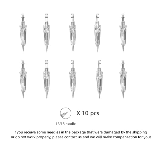 Whalrace PMU Needles, 10 PCS 1P/1R Safe and Disposable Microblading Needles, PMU Needles 1RL for Shading Eyebrows, Eyeliners, Tattoo, Lip Tinting