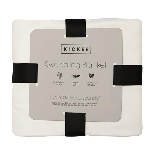 Image of KicKee Swaddling Blanket, Made from Luxuriously Soft KicKee Signature Blend Fabric, Buttery Softness for Snuggling Your Baby (Natural Heart Doodles - One Size)