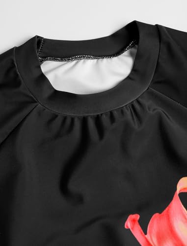 Image of ZAFUL Womens Rash Guard Swimsuits Long Sleeve Sun Protection Bathing Suit Tropical Swim Shirts with Briefs