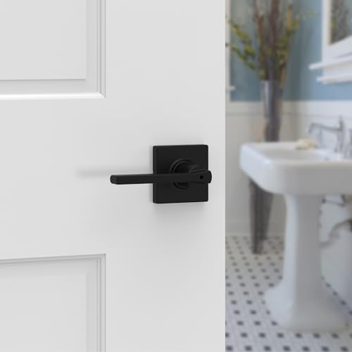 Kwikset Casey Interior Privacy Door Handle with Lock 10 Pack, Door Lever for Bathroom and Bedroom, Matte Black Reversible Keyless Turn Lock, with Microban Protection by Kwikset - Image 2