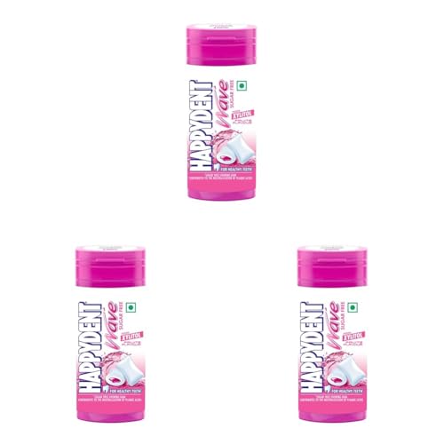 Image of HappyDent Wave, Xylitol Sugarfree Fruits Flavour, Bubble Gum Pocket Bottle, 18 Pc, 28.9 g (Pack of 3)