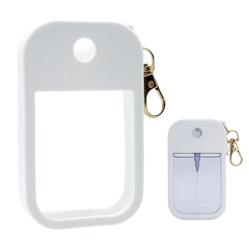 Adabuli Silicone Case Compatible with Touchland Hand Sanitizer Spray 1 FL. OZ./30 mL, Stylish Hand Sanitizer Mist Accessory with Portable Keychain (White, 1 Pack)