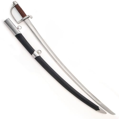 Windlass 1775 American Saber - Authentic High Carbon Steel Blade with French-Inspired Handmade Hilt and Leather Scabbard, Perfect for Collectors and Reenactors