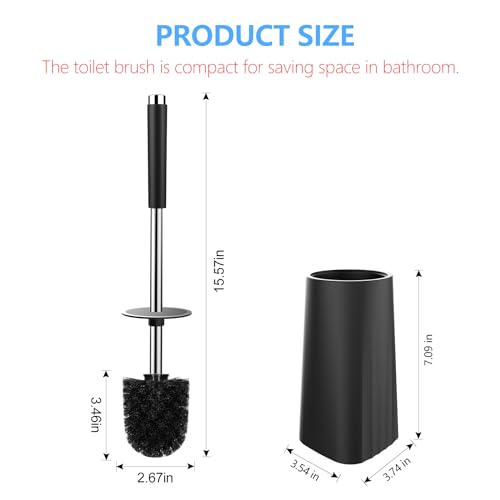 SetSail Toilet Brush, Compact Size Toilet Bowl Brush and Holder Toilet Brushes for Bathroom with Stainless Steel Handle Toilet Cleaner Brush with Durable Scrubbing Bristles, Splash-Proof