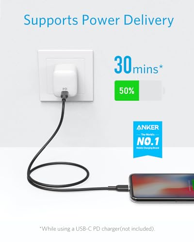 Image of Anker USB C to Lightning Cable, 321 USB-C to Lightning Cable (3ft,Black), MFi Certified for iPhone 13 Pro 12 Pro Max 12 11 X XS, AirPods Pro, Supports Power Delivery (Charger Not Included)