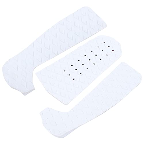 Traction Mat, EcoFriendly EVA Foam Surfboard Traction Pad, for Surf Shortboards, Longboards, Skimboard (Three-piece white perforated)