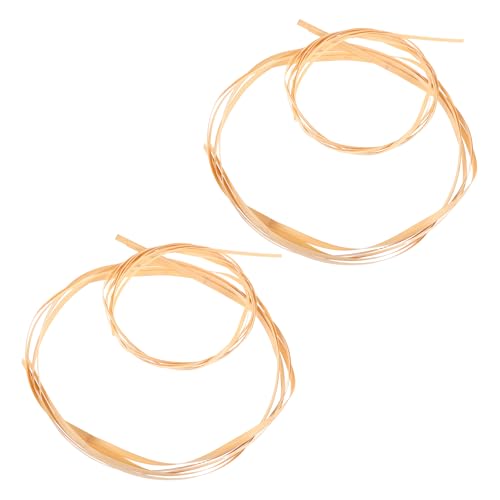 TEHAUX Tiras de Bambú para Tejer Cestas 4 Piezas, Manualidades, Cañas Planas de Mimbre Amarillas 6-10 Mm, Flexibles y Pulidas, Suministros para Cestería y Decoración Artesanal