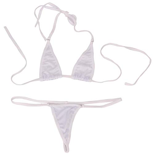 EVAbaby Women Micro G-String Bikini 2 Piece Swimsuit Sheer Extreme Mini Thong Set Bathing Suit Swimwear