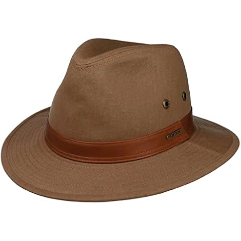 Stetson Sombrero Outdoor Cotton Traveller Hombre - de Verano Pescador Sol con Banda Piel Cover