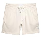 maamgic Mens Athletic Gym Shorts 5.5' Elastic Waist Casual Pajama Pocket Jogger Men Workout Short Pants Ivory Medium