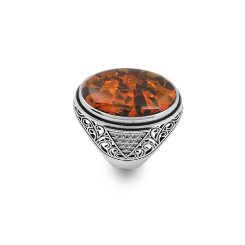 Bague d'ambre remède au manque de style bague homme argent chunky